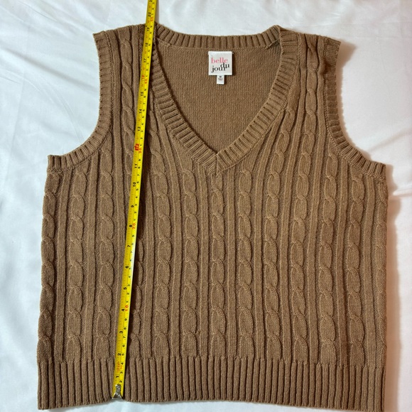 Belle du Jour Sweater Vest Cable Knit Sleeveless V-Neck Brown Size Medium - Picture 9 of 10